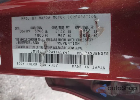 2010 Mazda Mazda3 I Touring from USA, damaged, VIN JM1BL1SF2A1165244